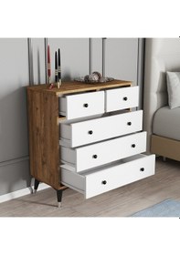 Resim Moxen Mobilya S12 Çam- Beyaz Şifonyer 