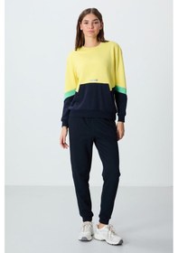 Resim Tommy Life Lacivert Kompakt Pamuklu Kalın Pürüzsüz Dokulu Standart Fit Kadın Eşofman Altı - 94660 Lacivert 