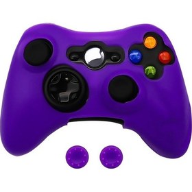 Resim Mor-silikon Koruyucu Kılıf Xbox 360 Gamepad İçin Kauçuk Kabuk Cilt Xbox 360 Denetleyicisi + 2 Başparmak Sapları Kapakları 