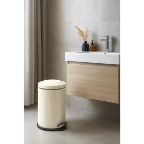 Resim Begin Power Vintage 12 Lt Yavaş Kapanır Kapaklı Ofis Mutfak Banyo Balkon Çöp Kovası Krem 