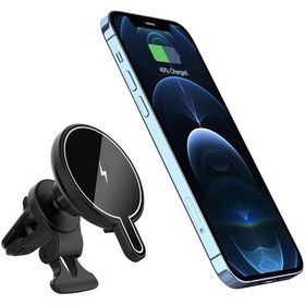Resim Büro Ev Ofis Arabası İçin Araç İçi Siyah 15w Magsafe Oto Telefon Tutucu 
