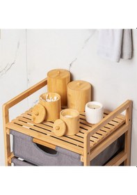 Resim Porsima 4361 Bambu Çok Amaçlı Saklama Kabı Organizer 4lü Baharat Seti Bambu 