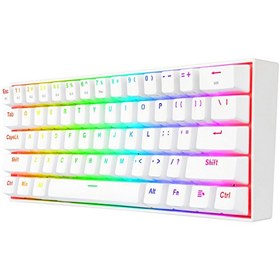 Resim Redragon K530 Pro Draconic 60% Kompakt Kablosuz Bluetooth 2.4G Brown Switch Mekanik Gaming Klavye Beyaz 