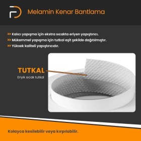 Resim Furndiy Beyaz Melamin Tutkallı Kenar Bandı 20 mm x 10 mt 