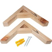 Resim Barış Dizayn Doğal Ahşap Duvar Raf Ayağı Dayanıklı 90 Derece (2li Set) 