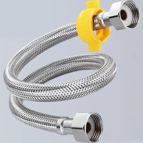 Resim 1 adet 304 Paslanmaz Çelik Örgülü Su Giriş Hortumu Evler, Tuvalet Sıcak Su Isıtıcısı, Yüksek Basınçlı Dört Yollu Metal Boru Su Borusu için 