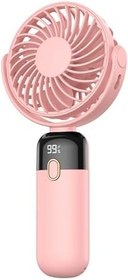 Resim Warmco K70 Taşınabilir Şarjlı El Vantilatörü 2400mAh 360° Döner Başlıklı ve Standlı Dijital Ekranlı Soğutucu Fan Pembe 
