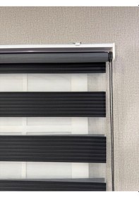 Resim Donatti Zebra Stor Geniş Plise Güneşlik Perde Siyah Siyah 