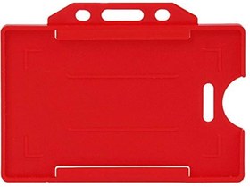 Resim Sarff Kırmızı Sert Plastik Yaka Kartı Kabı - 50’li Paket (Yatay Tip) 