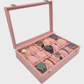 Resim Lüks Kadife Kaplı 15'li Saat Kutusu - Stok olma durumunda ilk kargoda çıkar / intl 