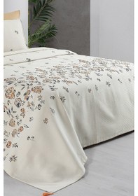 Resim Sarev Saira Bej Tek Kişilik %100 Pamuk Pike Takımı 