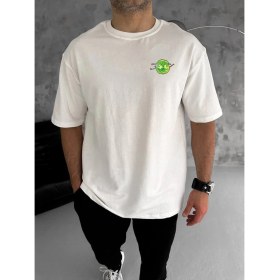 Resim Nemere Bisiklet Yaka Baskılı Oversize T-Shirt - Beyaz 