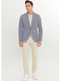 Resim AC&Co / Altınyıldız Classics Erkek Lacı Pamuklu Slim Fit Dar Kesim Mono Yaka Armürlü Torba Cepli Blazer Ceket Lacı 