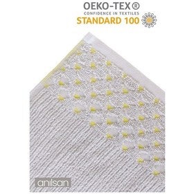 Resim 2'li Gri, Sarı Noktalı Havlu Set %100 Pamuk - 1 Adet El Havlusu 50x90 - 1 Adet Banyo Havlusu 70x120 Gri 