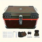 Resim 67.99 L Sert Kabuklu Off-Road Macera, Kamp ve Outdoor Çantası - Ayarlanabilir Omuz Askısı, Kilitli Anahtar Sistemi, Darbeye Dayanıklı PC Malzeme ile Reflektif Şeritli (Siyah/Kırmızı Tasarım) 