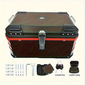 Resim 67.99 L Sert Kabuklu Off-Road Macera, Kamp ve Outdoor Çantası - Ayarlanabilir Omuz Askısı, Kilitli Anahtar Sistemi, Darbeye Dayanıklı PC Malzeme ile Reflektif Şeritli (Siyah/Kırmızı Tasarım) 