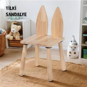 Resim Joy Kids Toy Joykidstoy Doğal Ahşap Çocuk Sandalye Tilki 
