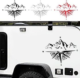 Resim burko Dağ Pusula Çıkartmaları, Araba Kaput için Çıkartma Oto Gövde Yan Kapı Pusula Su Geçirmez Çıkartmalar, Kamyon S Arazi Araçları için Vinil Şerit Çıkartma Çıkartması 