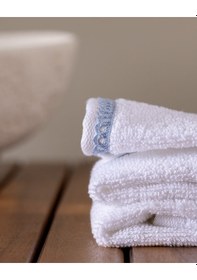 Resim Madame Coco Angelise 2'li %100 Pamuk El Havlusu - Beyaz/mavi - 30x40 Cm 8684427221648 Beyaz 