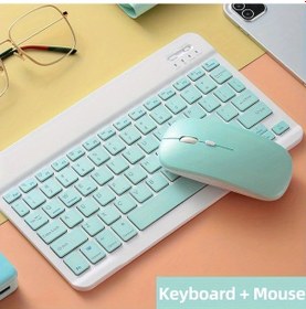 Resim Honeybeeshop Yeşil Kablosuz Klavye Ve Fare Seti Taşınabilir İpad Tablet Pc Uyumlu Diğer 