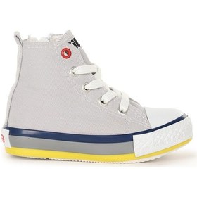 Resim Kiko Kids Tinna Bağcıklı Erkek Bebek Boğazlı Keten Spor Ayakkabı Gri 