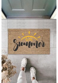 Resim Kahverengi Kapı Önü Paspası Hello Summer Güneş Desen K-3270 