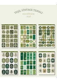 Resim 6'lı Yeşil Vintage Temalı Sticker Seti 12x17 Cm Bullet Journal, Scrapbook, Ajanda Ve Planlayıcı İçin Diğer 