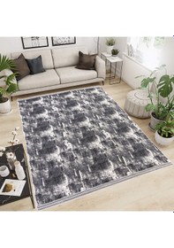 Resim Modern Pamuklu Halı Örtüsü Savan 6m2 Dokuma 200x300 Lastiksiz Antrasit 