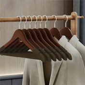 Resim Ahşap Elbise Askıları 12/24 Paket - 360° Döner Kanca ve Omuz Çentiklerine Sahip Dayanıklı İnce Giysi Askıları - Dolap Düzenleme Sistemi için - Bağımsız, Hava Koşullarından Bağımsız ve Yerden Tasarruf Sağlayan 