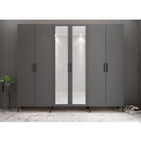 Resim Açelya Portmanto Vestiyer Füme 208 cm Ücretsiz Kurulum - M6 