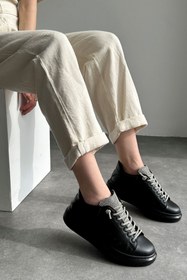 Resim Prego Taş Biye Detaylı Poli Hafif Taban Kadın Spor Ayakkabı SİYAH 