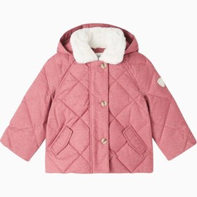 Resim Janice Kapitone Kaz Tüyü Kapüşonlu Lüks Tasarım Bebek Mont - Pembe / Y 10 