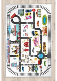 Resim Eğitici Yollu Bambu Çocuk Odası Halısı 