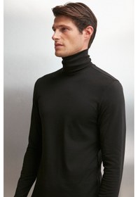 Resim Grimelange Trıer Erkek Vücudu Saran Boğazlı Balıkçı Yaka Kalın Yapılı Esnek Kumaşlı Siyah Body 