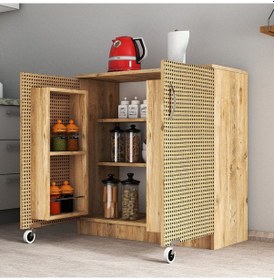 Resim Küçük Boy 2 Kapılı Erzak Dolabı Çam Hazeran Kapaklı - ERC0204 