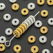 Resim 100 Adet/200 Adet Tekerlek Aralayıcı Boncuklar, Yuvarlak Ara Parçaları, Alaşımlı Konumlandırma Boncukları, Lastik Gevşek Boncuklar, Dişli Pul, 6.8mm Bağlantı Parçaları, Dekoratif Boncuklar, Bileklik ve Kolye Yapımı İçin Dokulu Boncuklar, Takı Aksesuarları DIY El Sanatları Malzemeleri 