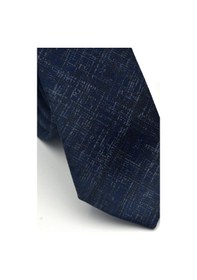 Resim Gaffy Mavi Kırcıl Desenli Lacivert Dokuma Kumaş Mendilli Slim Fit Kravat // Sdk-2610-2 Lacivert 