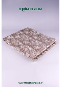 Resim Koltuk Örtüsü Damar Desenli Krem 