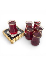 Resim Sudedi Home Gold Yaldızlı Çay Bardağı Seti 6 Kişilik Porselen Tabaklı Çok Renkli 