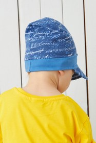 Resim Babygiz %100 Pamuklu El Yapımı Ekstra Yumuşak Erkek Bebek Çocuk Mavi Vizyerli 4 Mevsim Penye Şapka 