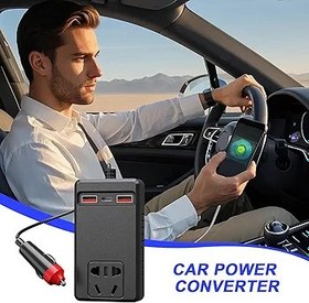 Resim Araç İçin Güç İnvertörü, 220V Araç Şarj İnvertörü, Termal Batarya Adaptörü Taşınabilir Şarj Cihazı Karavan Kamyon Seyahat Laptop Araç 