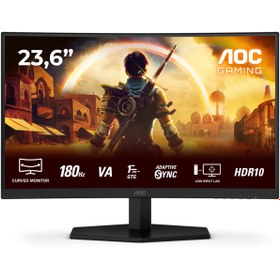 Resim AOC C24G42E 24" 180 Hz 0,5ms FreeSync HDR10 Fast VA Oyuncu Monitörü 