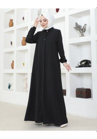 Resim Nevayla Moda Salaş Kesim Aerobin Kumaş Ferace / Siyah - F137 