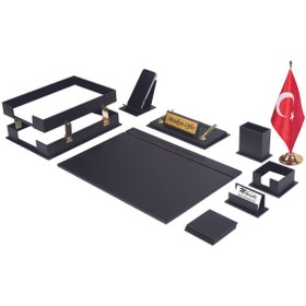 Resim Makroofis Liya sümen Takımı 11 Parça Siyah Masa Bayraklı 