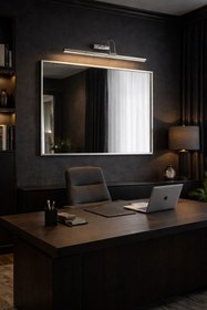 Resim Viesteknoloji DEKORATİF PİLLİ AYNA TABLO ÜSTÜ KROM KASA GÜN IŞIĞI LED ARMATÜR FLÜT APLİK EV OFİS DEKORASYONU 