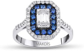 Resim 0.75 Karat Safir Baget Pırlanta Yüzük - HRD Sertifikalı 