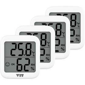 Resim VIT 4'lü İç Mekan Dijital Isı ve Nem Ölçer Beyaz Termometre WVT17-03 