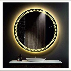 Resim Dnr-MirrorDnr-Mirror 80 cm Günışığı Ledli Tasarım Kumlamalı Banyo Aynası Makyaj Aynası Işıklı Ayna 