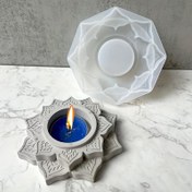 Resim 1 adet Lotus Tasarımı Silikon Reçine Kalıp, Mum Kabı için, DIY El Yapımı Beton Mum Çubuğu ve Tutucu Kalıp 