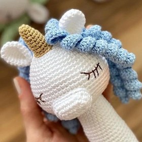 Resim Amigurumi Unicorn Çıngırak - Mavi 